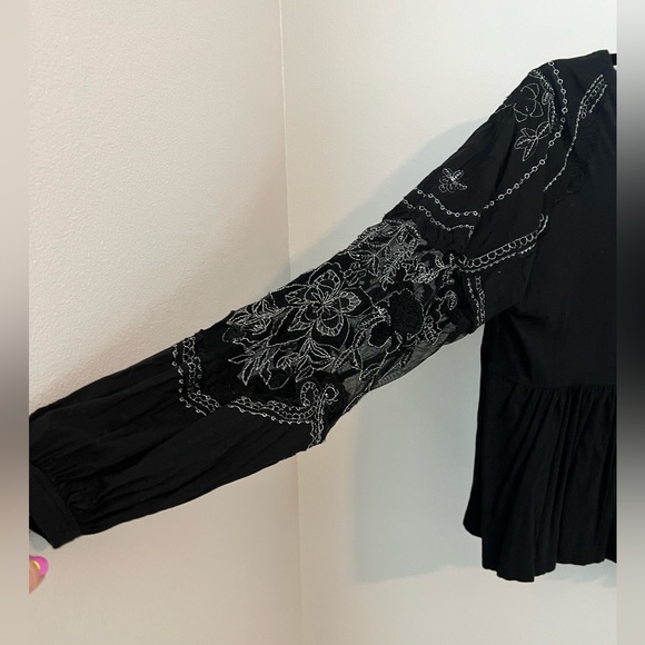 Free People Embroidered Penny Peplum Tee - Picture 4 of 5